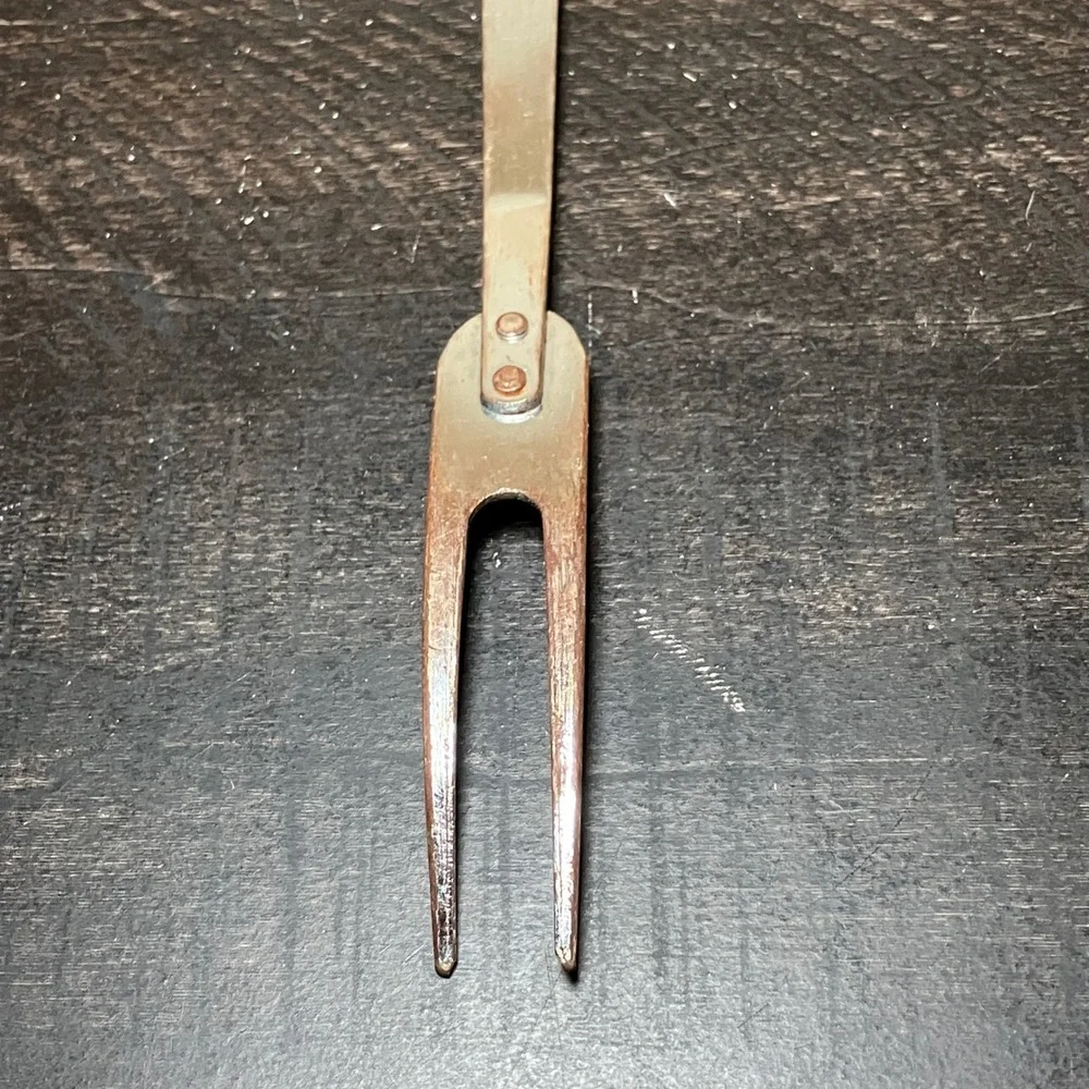 Ekco Meat Fork Vintage Stainless Steel Cream Handle USA 2-Tine Carving